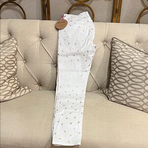 White Jeans with Gold Accents